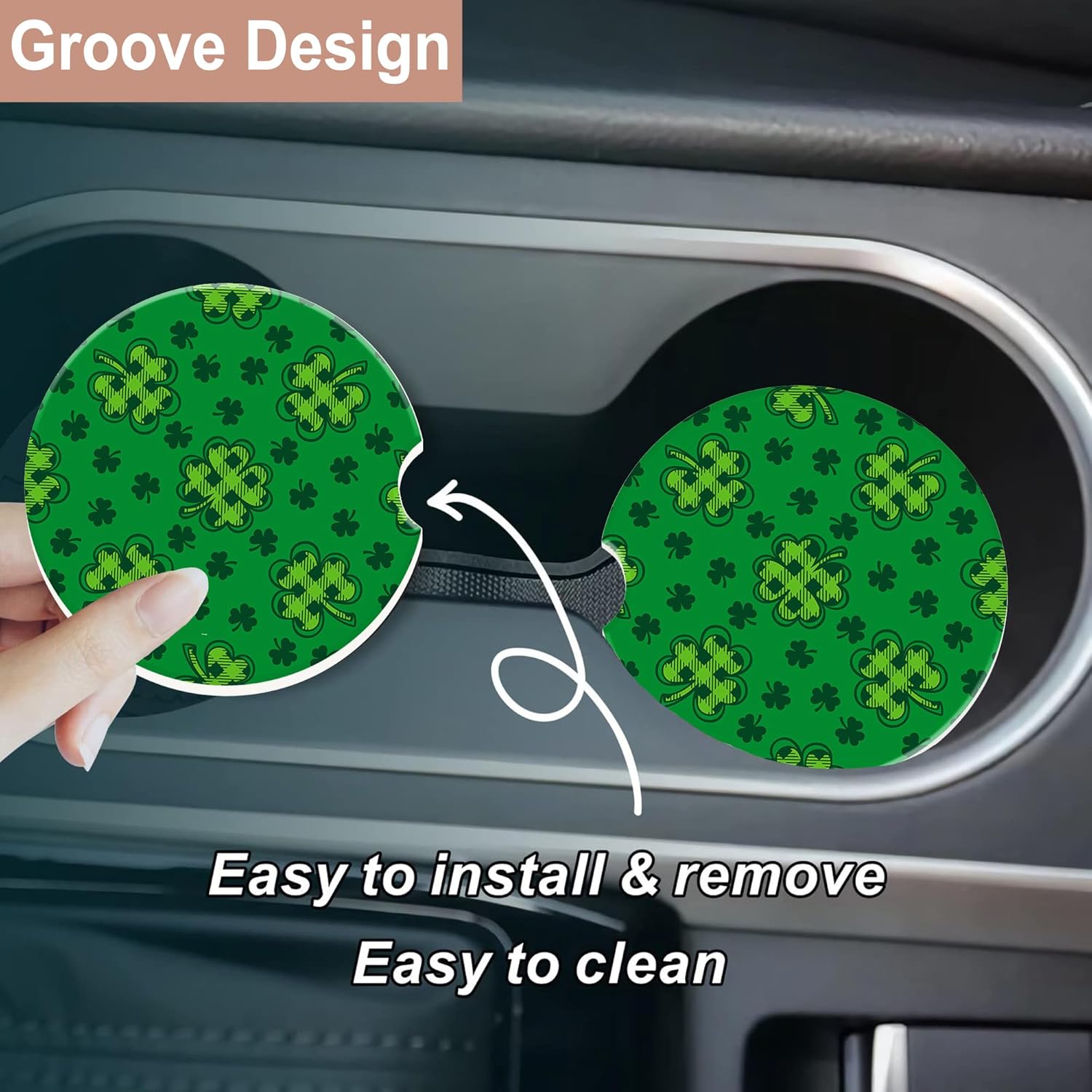 Car Accessories Cork - Автомобильная подставка для подстаканников, зеленая клетчатая
